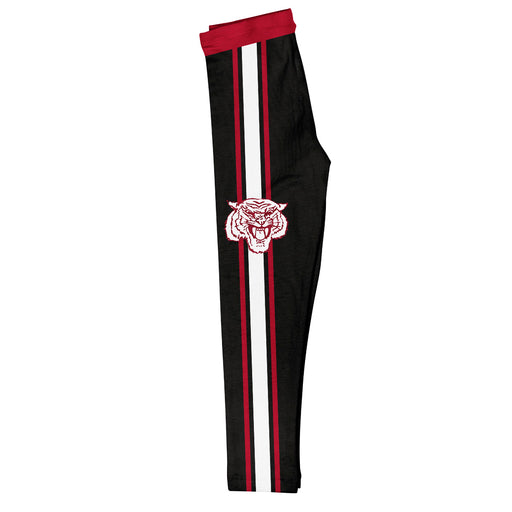 Morehouse College Maroon Tigers Vive La Fete Girls Game Day Black with Maroon Stripes Leggings Tights