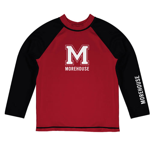 Morehouse Maroon Tigers Vive La Fete Logo Maroon Black Long Sleeve Raglan Rashguard