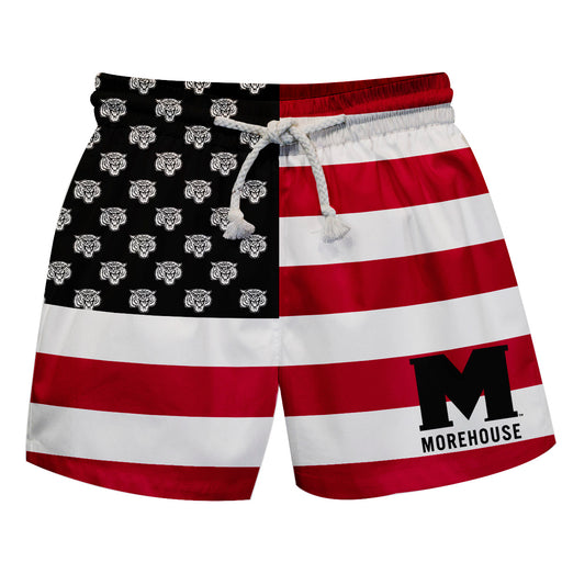 Morehouse Maroon Tigers Vive La Fete Game Day Maroon White Black Flag Swimtrunks V1
