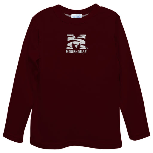 Morehouse College Maroon Tigers Embroidered Maroon Long Sleeve Boys Tee Shirt