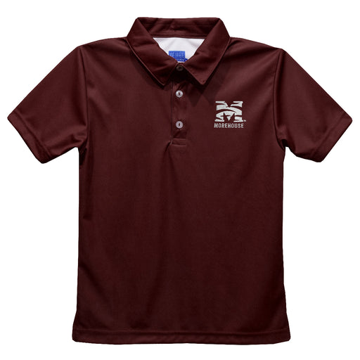 Morehouse College Maroon Tigers Embroidered Maroon Short Sleeve Polo Box