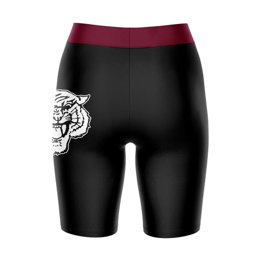 Morehouse Maroon Tigers Vive La Fete Game Day Logo on Thigh and Waistband Black and Maroon Women Bike Short 9 Inseam - Vive La Fête - Online Apparel Store