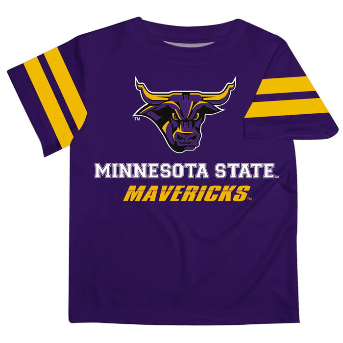 MSU Mavericks Vive La Fete Boys Game Day Purple Short Sleeve Tee with Stripes on Sleeves - Vive La Fête - Online Apparel Store