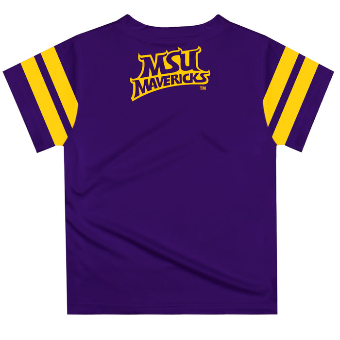 MSU Mavericks Vive La Fete Boys Game Day Purple Short Sleeve Tee with Stripes on Sleeves - Vive La Fête - Online Apparel Store