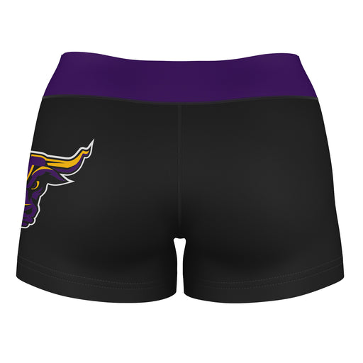 MSU Mavericks Vive La Fete Logo on Thigh and Waistband Black & Purple Women Yoga Booty Workout Shorts 3.75 Inseam" - Vive La Fête - Online Apparel Store