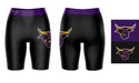 MSU Mavericks Vive La Fete Game Day Logo on Thigh and Waistband Black and Purple Women Bike Short 9 Inseam" - Vive La Fête - Online Apparel Store