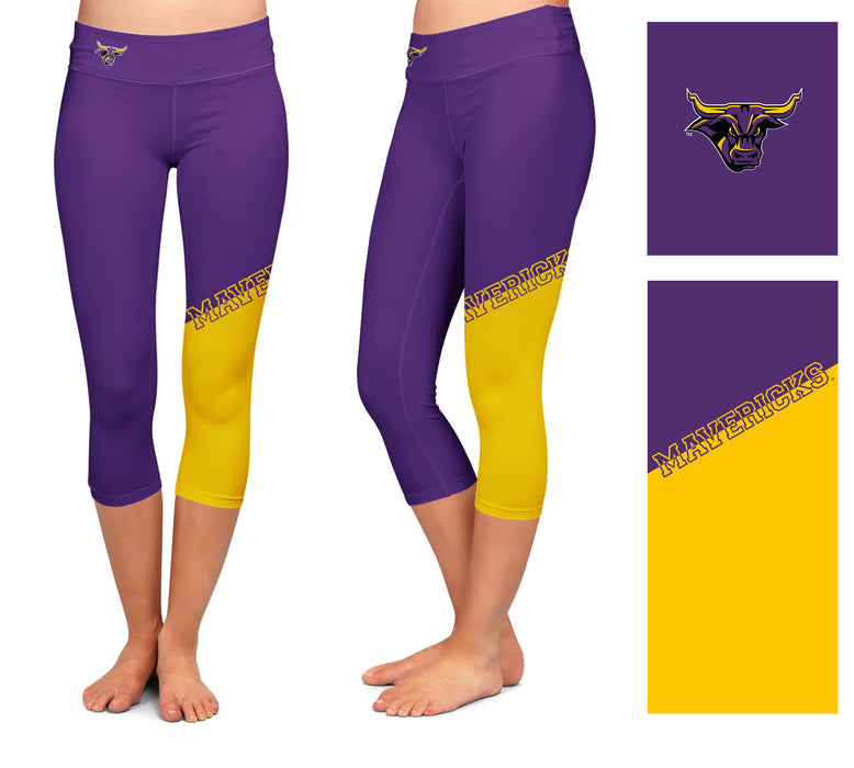 MSU Mavericks Vive La Fete Game Day Collegiate Leg Color Block Youth Purple Gold Capri Leggings - Vive La Fête - Online Apparel Store