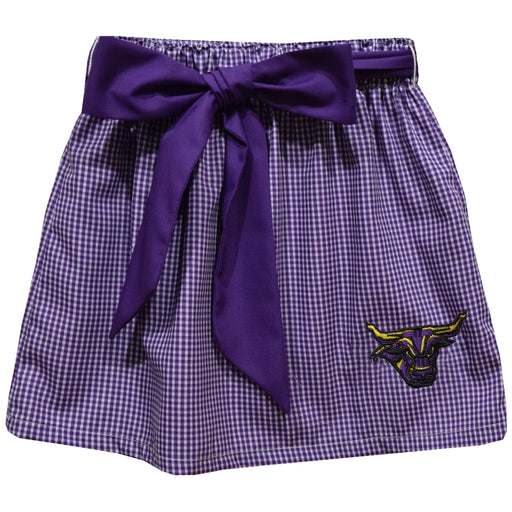 Minnesota State Mavericks Embroidered Purple Gingham Skirt With Sash