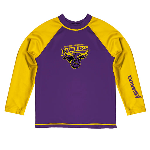 Minnesota State Mavericks Vive La Fete Logo Purple Gold Long Sleeve Raglan Rashguard