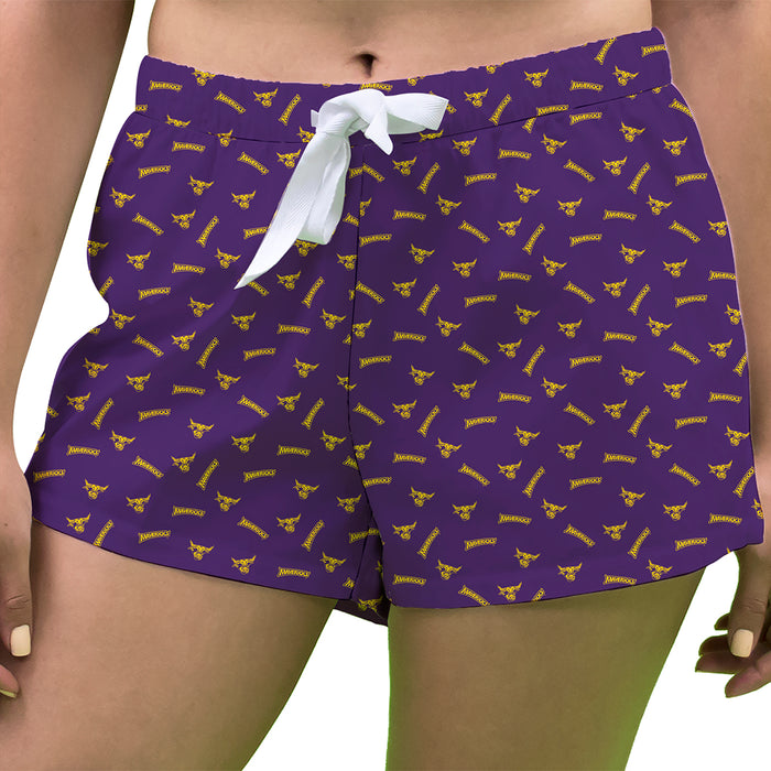 Minnesota State Mavericks Vive La Fete Game Day All Over Logo Women Purple Lounge Shorts