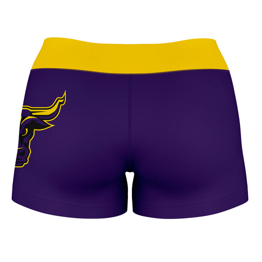 MSU Mavericks Vive La Fete Logo on Thigh & Waistband Purple Gold Women Yoga Booty Workout Shorts 3.75 Inseam - Vive La Fête - Online Apparel Store