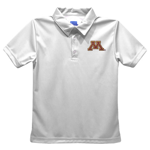 Minnesota Golden Gophers Embroidered White Short Sleeve Polo Box Shirt