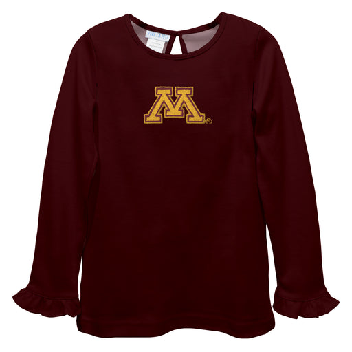 Minnesota Golden Gophers Embroidered Maroon Knit Long Sleeve Girls Blouse