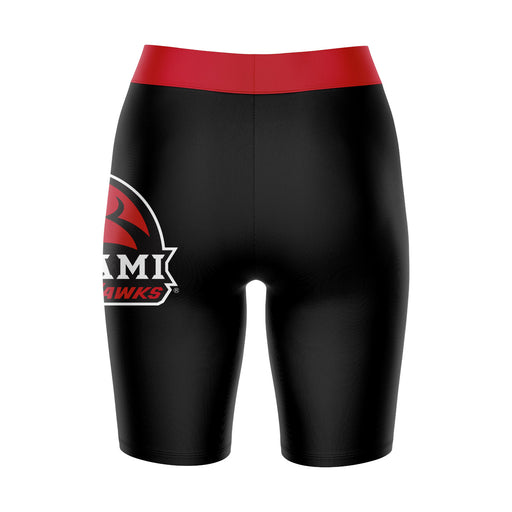 Miami Ohio RedHawks Vive La Fete Game Day Logo on Thigh and Waistband Black and Red Women Bike Short 9 Inseam" - Vive La Fête - Online Apparel Store