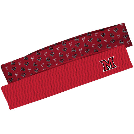 Miami Ohio RedHawks Vive La Fete Girls Women Game Day Set of 2 Stretch Headbands Repeat Logo Red and Logo