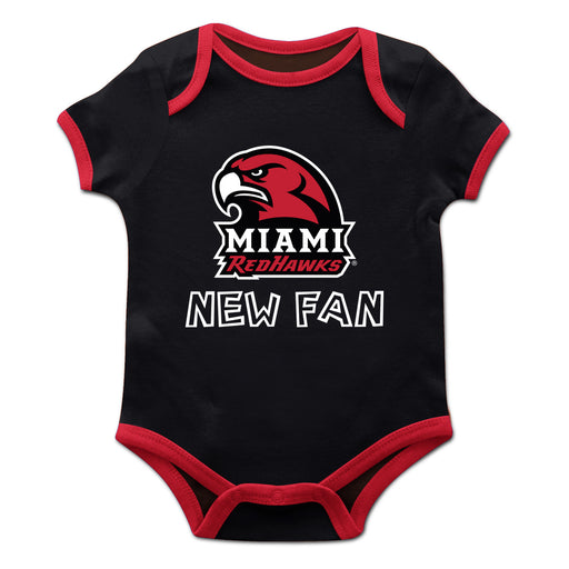 Miami Ohio RedHawks Vive La Fete Infant Black Short Sleeve Onesie New Fan Logo and Mascot Bodysuit