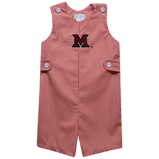 Miami Ohio RedHawks Embroidered Red Cardinal Gingham Boys Jon Jon