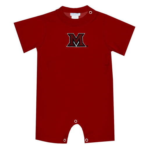 Miami Ohio RedHawks Embroidered Red Knit Short Sleeve Boys Romper