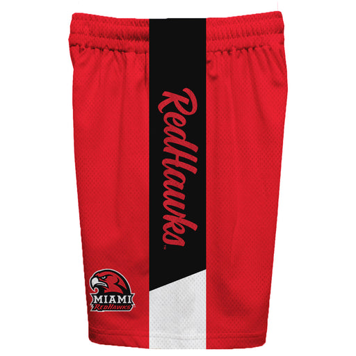 Miami Ohio RedHawks Vive La Fete Game Day Red Stripes Boys Solid Black Athletic Mesh Short - Vive La Fête - Online Apparel Store