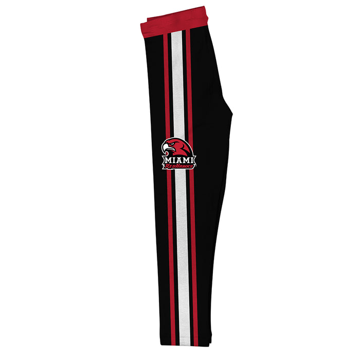 Miami Ohio RedHawks Vive La Fete Girls Game Day Black with Red Stripes Leggings Tights