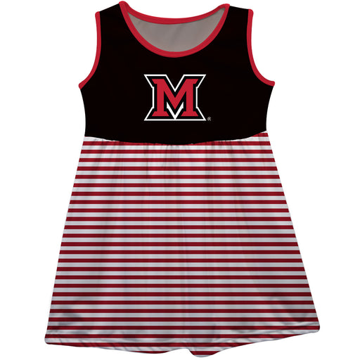 Miami Ohio RedHawks Vive La Fete Girls Game Day Sleeveless Tank Dress Solid Black Logo Stripes on Skirt