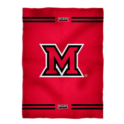 Miami Ohio RedHawks Vive La Fete Game Day Warm Lightweight Fleece Red Throw Blanket 40 X 58 Logo and Stripes