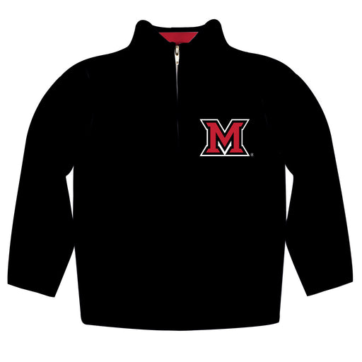 Miami Ohio RedHawks Vive La Fete Game Day Solid Black Quarter Zip Pullover Sleeves