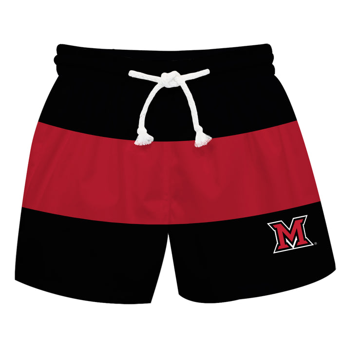 Miami Ohio RedHawks Vive La Fete Black Red Stripes Swimtrunks V2