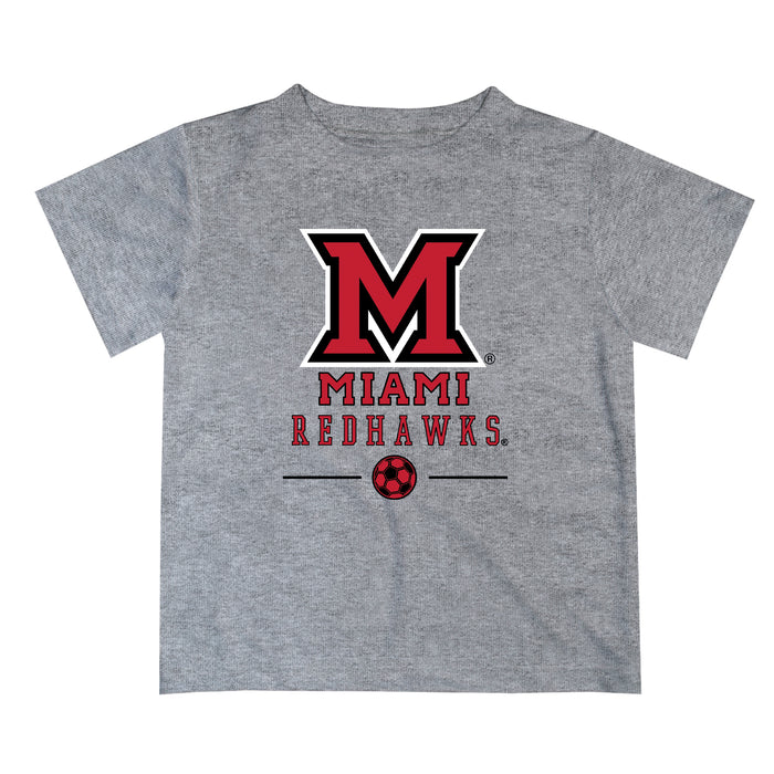 Miami Ohio RedHawks Vive La Fete Soccer V1 Gray Short Sleeve Tee Shirt