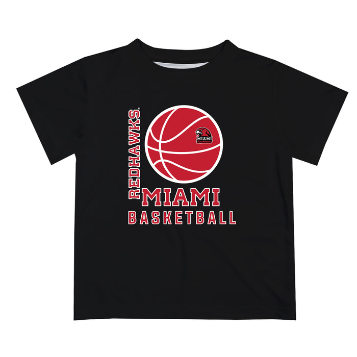 Miami Ohio RedHawks Vive La Fete Basketball V1 Black Short Sleeve Tee Shirt