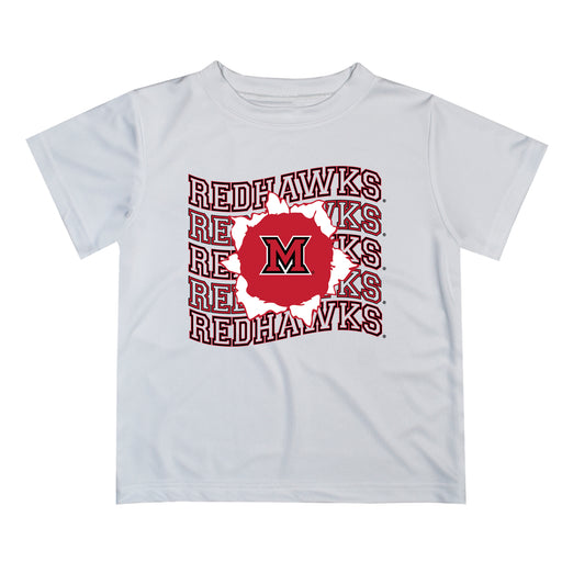Miami Ohio RedHawks Vive La Fete  White Art V1 Short Sleeve Tee Shirt