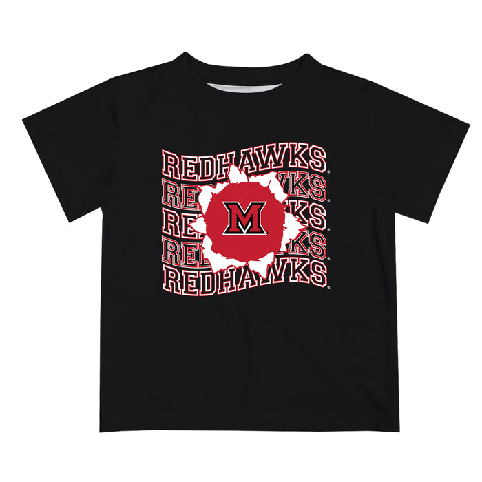 Miami Ohio RedHawks Vive La Fete Black Art V1 Short Sleeve Tee Shirt
