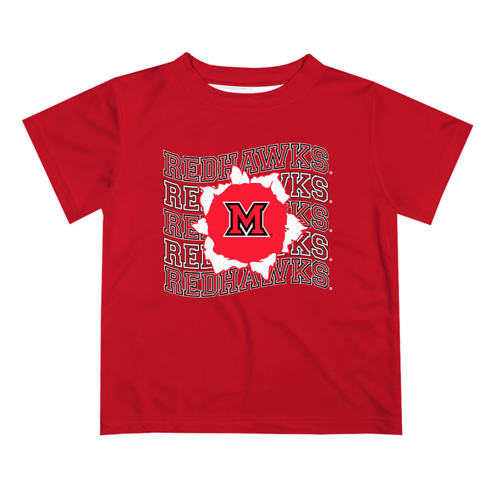 Miami Ohio RedHawks Vive La Fete  Red Art V1 Short Sleeve Tee Shirt