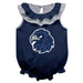 Monmouth Hawks Navy Sleeveless Ruffle Onesie Logo Bodysuit by Vive La Fete