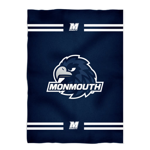 Monmouth Hawks Vive La Fete Game Day Soft Premium Fleece Navy Throw Blanket 40" x 58” Logo and Stripes - Vive La Fête - Online Apparel Store