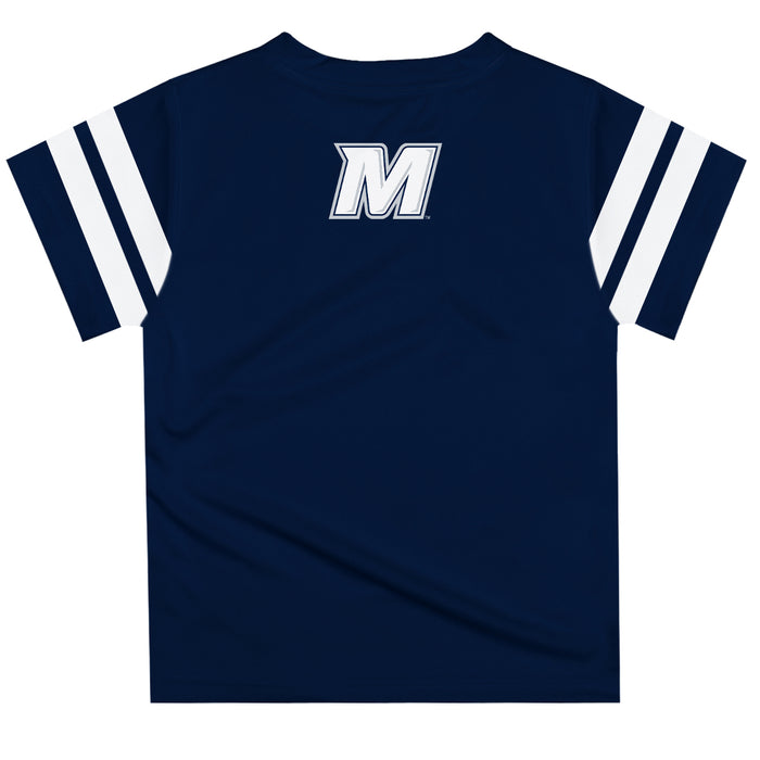Monmouth University Hawks Vive La Fete Boys Game Day Navy Short Sleeve Tee with Stripes on Sleeves - Vive La Fête - Online Apparel Store