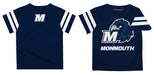 Monmouth University Hawks Vive La Fete Boys Game Day Navy Short Sleeve Tee with Stripes on Sleeves - Vive La Fête - Online Apparel Store
