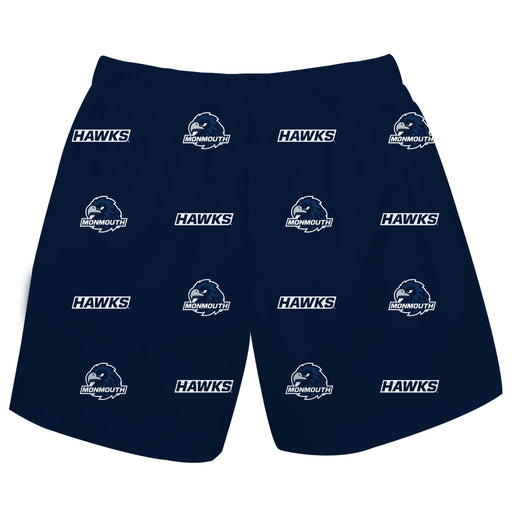 Monmouth Hawks Vive La Fete Boys Game Day All Over Logo Elastic Waist Classic Play Navy Pull On Short - Vive La Fête - Online Apparel Store