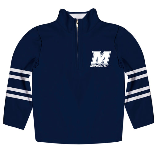 Monmouth Hawks Vive La Fete Game Day Navy Quarter Zip Pullover Stripes on Sleeves - Vive La Fête - Online Apparel Store