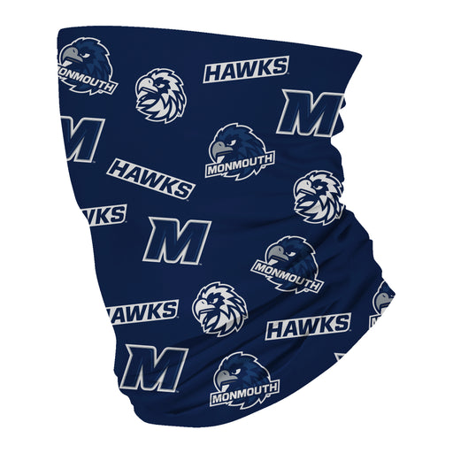 Monmouth Hawks Neck Gaiter Navy All Over Logo - Vive La Fête - Online Apparel Store