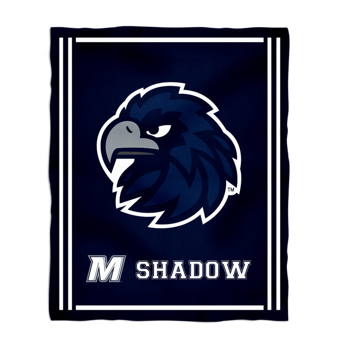 Monmouth Hawks Vive La Fete Kids Game Day Navy Plush Soft Minky Blanket 36 x 48 Mascot