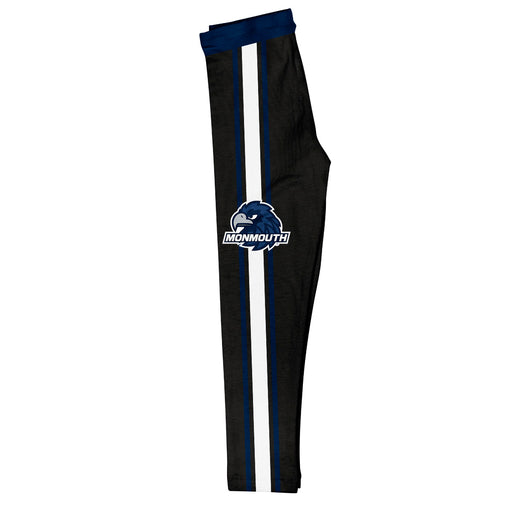 Monmouth Hawks Vive La Fete Girls Game Day Black with Blue Stripes Leggings Tights