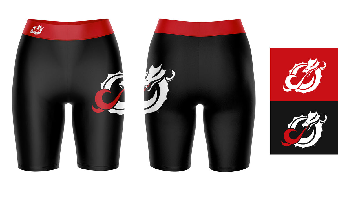 Minnesota State Dragons Vive La Fete Game Day Logo on Thigh and Waistband Black and Red Women Bike Short 9 Inseam" - Vive La Fête - Online Apparel Store