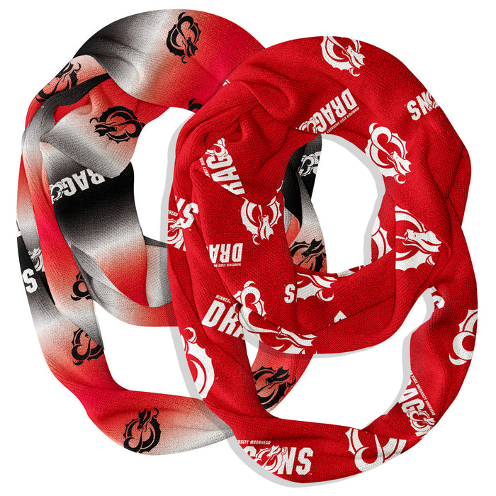 Minnesota State Dragons Vive La Fete All Over Logo Collegiate Women Set of 2 Light Weight Ultra Soft Infinity Scarfs