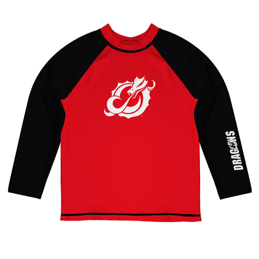Minnesota State Dragons Vive La Fete Logo Red Black Long Sleeve Raglan Rashguard