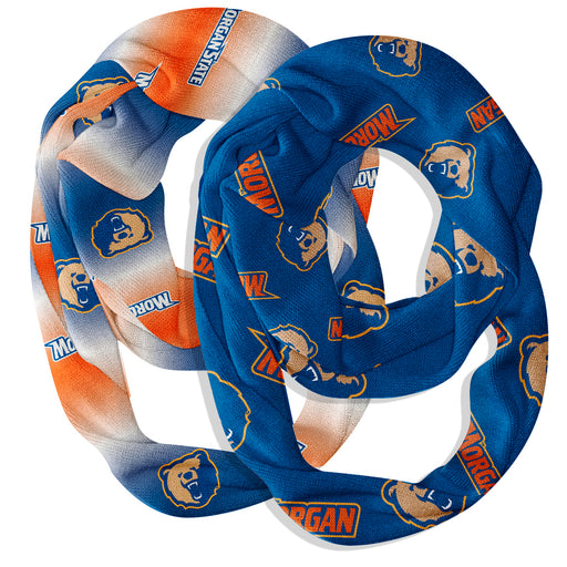 Morgan State Bears Vive La Fete All Over Logo Game Day Collegiate Women Set of 2 Light Weight Ultra Soft Infinity Scarfs
