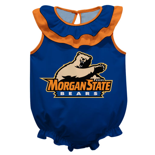 Morgan State Bears Blue Sleeveless Ruffle Onesie Logo Bodysuit