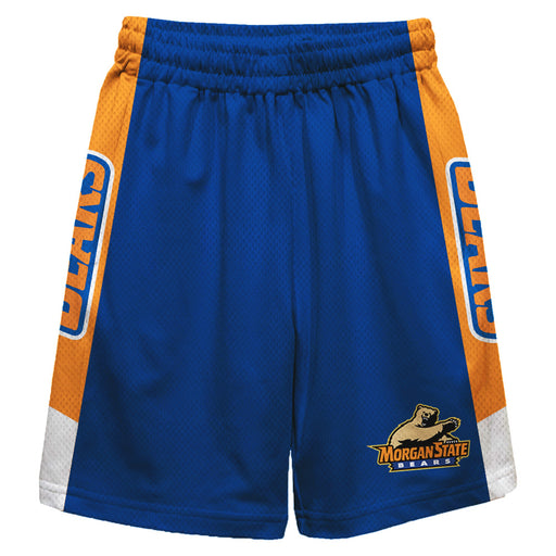 Morgan State Bears Vive La Fete Game Day Blue Stripes Boys Solid Orange Athletic Mesh Short