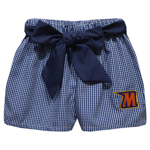 Morgan State Bears Embroidered Navy Gingham Girls Short with Sash