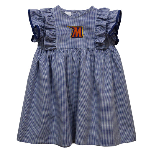 Morgan State Bears Embroidered Navy Gingham Ruffle Dress